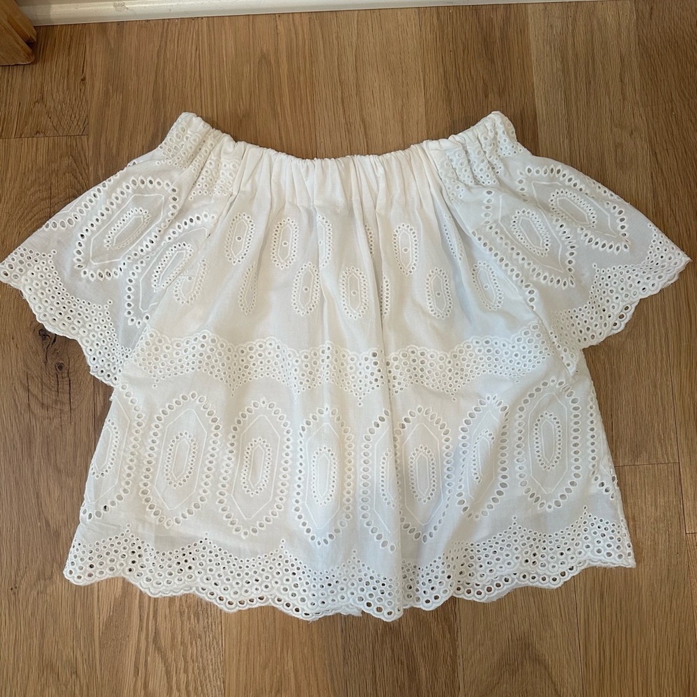 White Eyelet Off-Shoulder Top